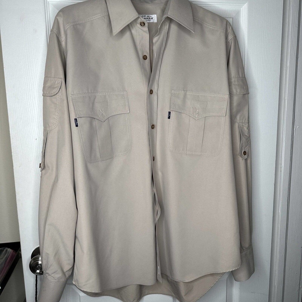 REI Sahara Long-Sleeve Shirt Men Large Tan 4 Pockets Lightweight new without tag